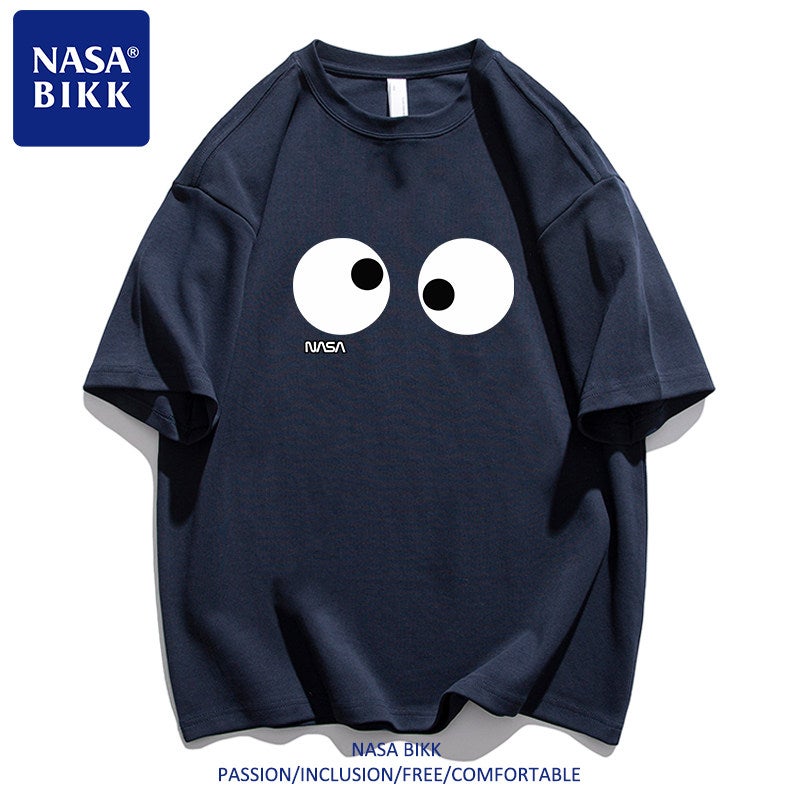 Trendy brand T-shirt pure cotton ins summer American print male and female couple versatile trendy round neck loose half-sleeved short-sleeved - Image 2
