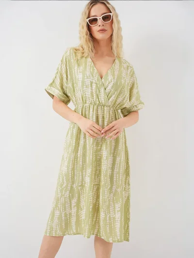 BIG DART BDART V-neck Midi Dress with Drawstring