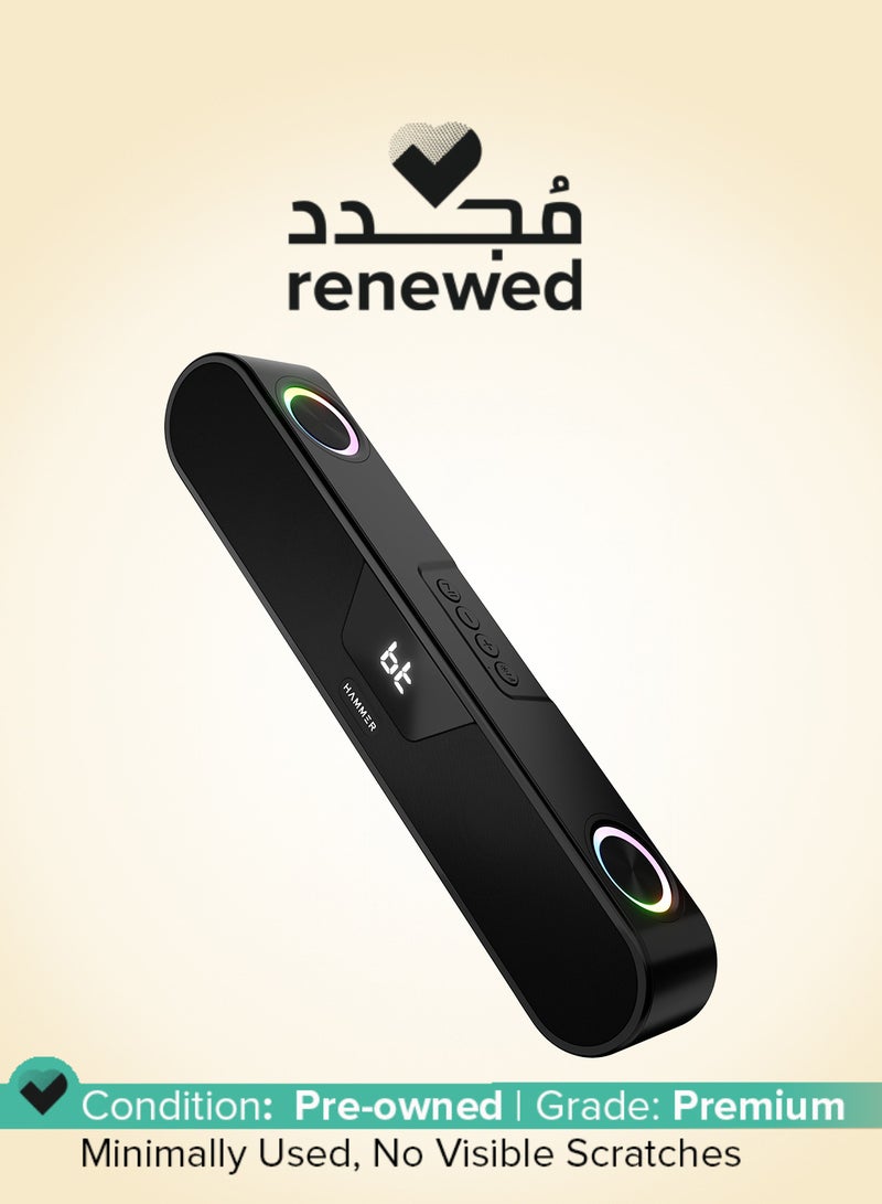 Hammer Renewed - Beatbox Bluetooth Soundbar 24W Output, RGB Lights, AUX, USB, TF Card & TWS Connectivity, Upto 8Hr Playtime, 52mm Drivers, Easy to Carry, BT Speaker for TV, Mobile, PC, Laptops, Tablets (Black) - Image 1