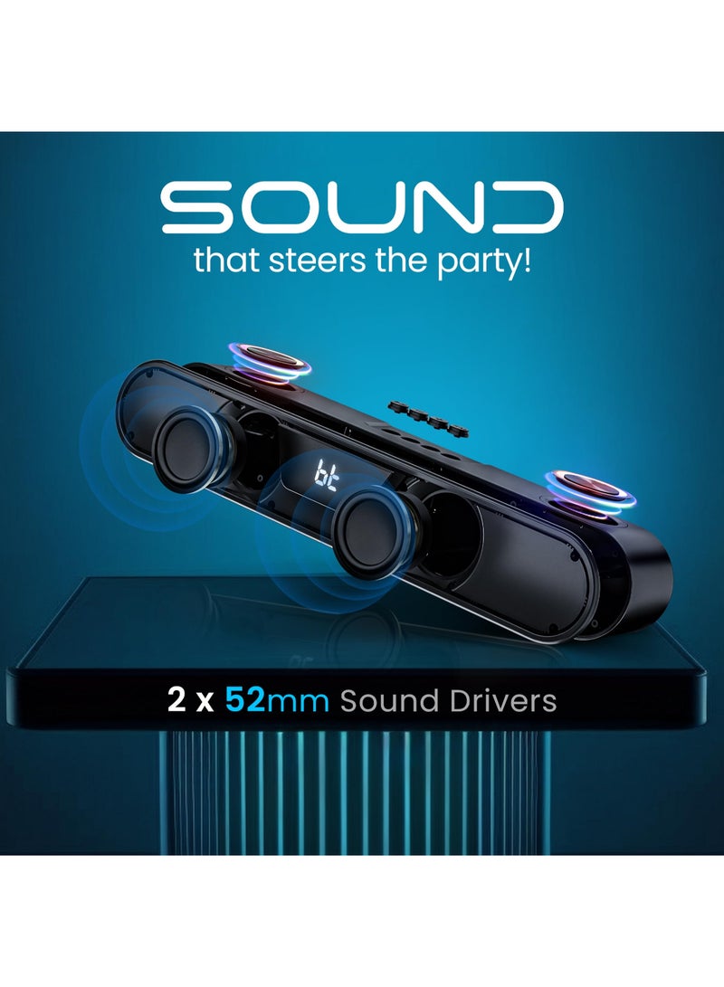 Hammer Renewed - Beatbox Bluetooth Soundbar 24W Output, RGB Lights, AUX, USB, TF Card & TWS Connectivity, Upto 8Hr Playtime, 52mm Drivers, Easy to Carry, BT Speaker for TV, Mobile, PC, Laptops, Tablets (Black) - Image 5
