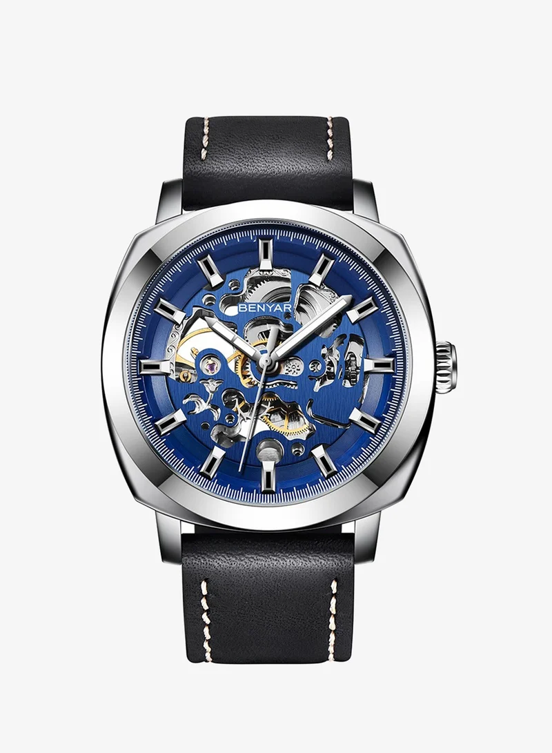 Automatic Watches for Men | Skeleton Mechanical Leather Strap Mens Watch | 45mm Dial | 30M Waterproof | Men's Stylish Gift