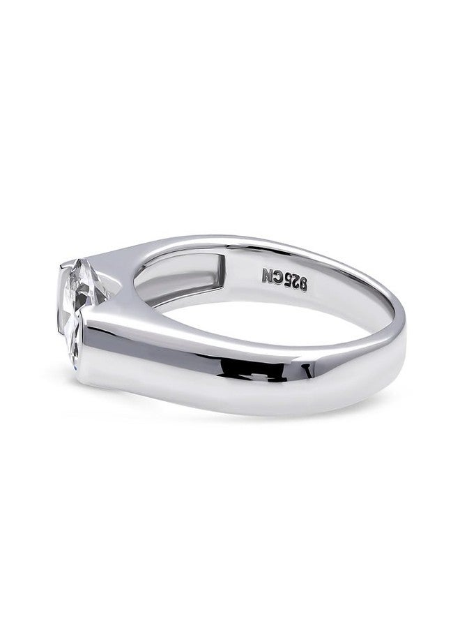 بيركيل خاتم سوليتير من الفضة الإسترلينية من بيريكل، بتصميم شرقي غربي، خاتم وعد زفاف لها، مرصع بحجر زركونيا مكعب بيضاوي الشكل بوزن 1.2 قيراط، مثبت بنصف إطار. - Image 3