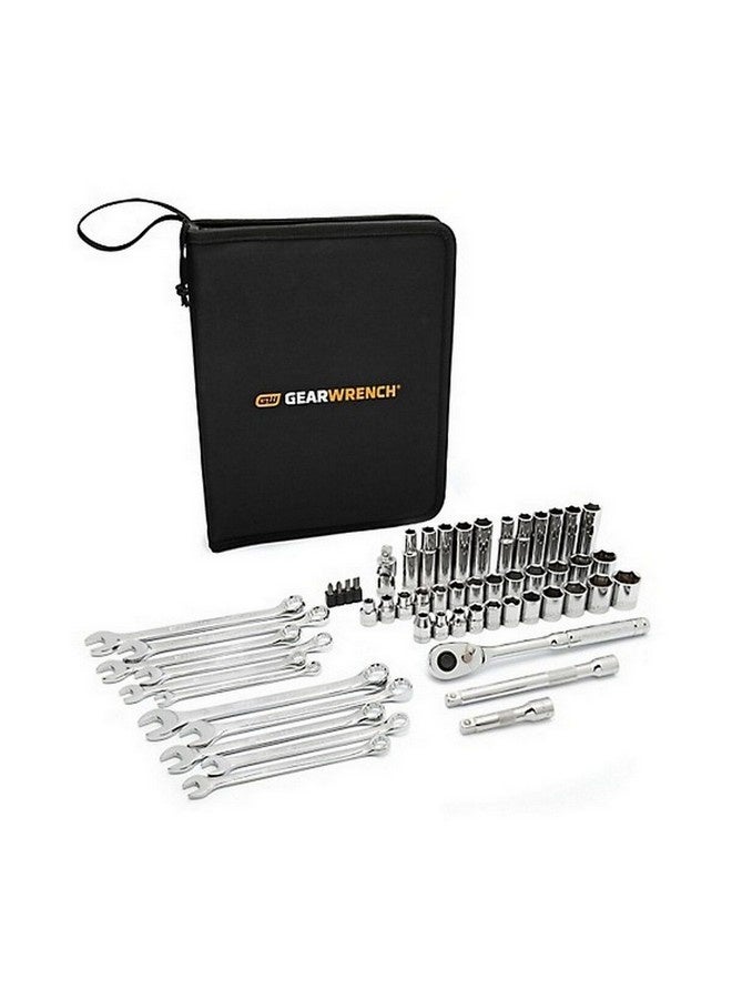 GearWrench 54-Piece SAE/Metric Mechanics Tool Set with Carry Pouch Silver and Black 3/8 Inch GWCBMTS54P - Image 2