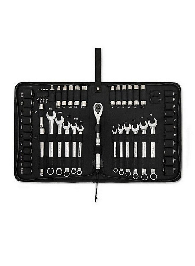 GearWrench 54-Piece SAE/Metric Mechanics Tool Set with Carry Pouch Silver and Black 3/8 Inch GWCBMTS54P - Image 3