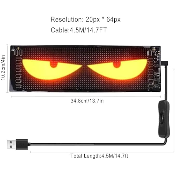 Mcherry Mini Led Car Signs Flexible Usb 5V2A 10W Digital Sign Bluetooth Application Control Diy Programmable Scrolling Sign For Car Party Wedding Festival 102 * 3482Pcs - Image 3