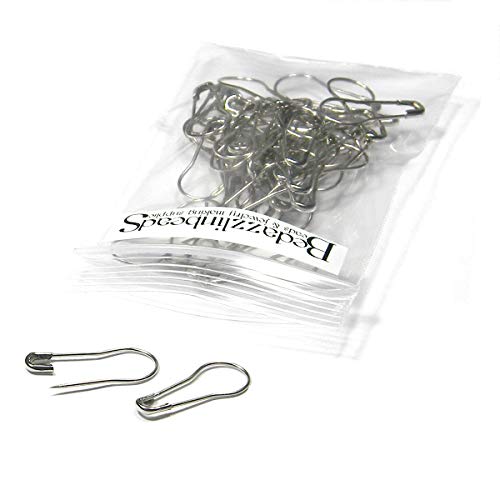 Bedazzlinbeads 50 Easy to Use Bulb Shaped Safety Pin Bail Findings for Brooches or Necklaces (Platinum Silver Plated) - Image 1
