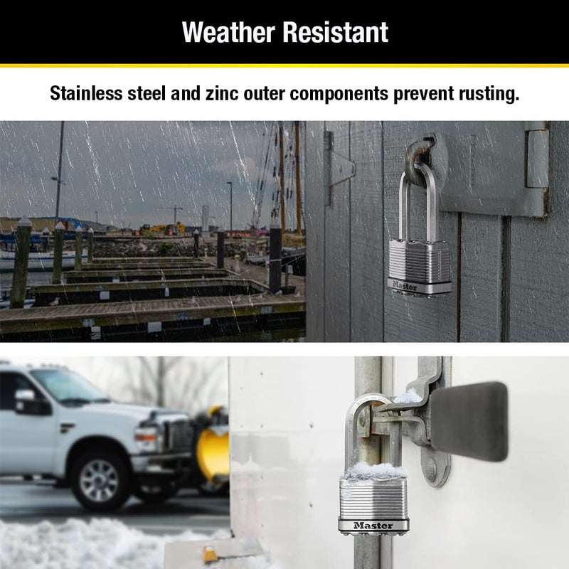 Master Lock M5XTRILH Magnum Heavy Duty Outdoor Padlock with Key, 3 Pack Keyed-Alike Silver - Image 4