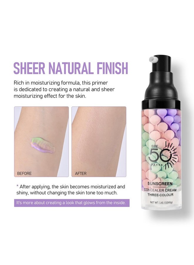 KYDA - Color Correcting Facial Serum, Spf 50 Pa+++, Moisturizing Makeup Primer, One Step Brightening Primer To Even Skin Tone, Oil Control Skin Corrector, Sheer Finish, Refreshing, Purple Pink Green - Image 1
