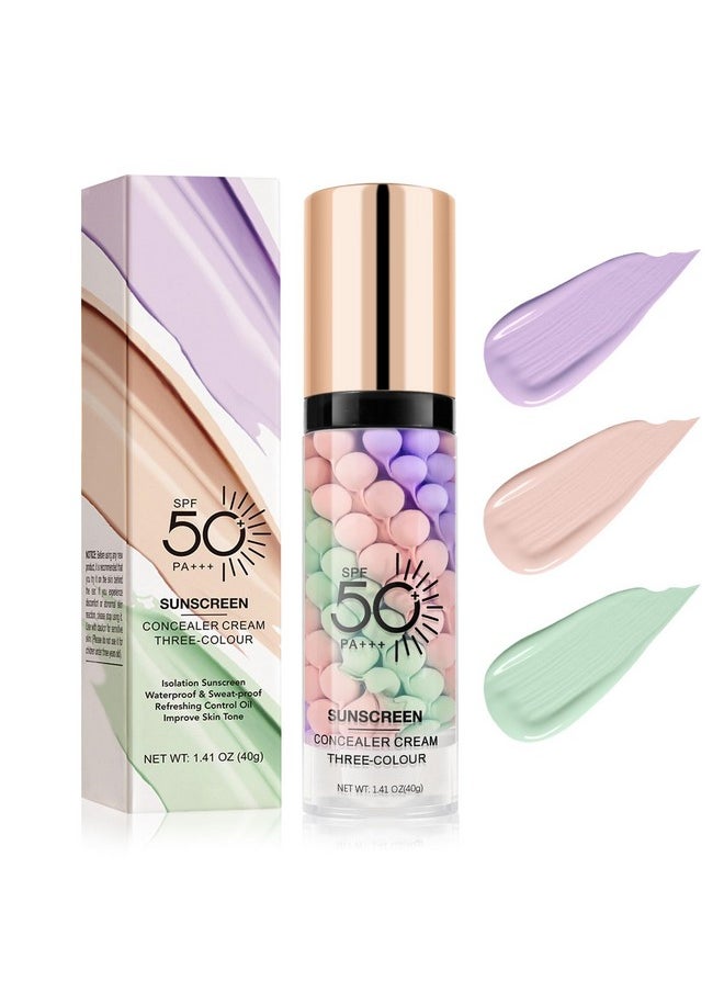 KYDA - Color Correcting Facial Serum, Spf 50 Pa+++, Moisturizing Makeup Primer, One Step Brightening Primer To Even Skin Tone, Oil Control Skin Corrector, Sheer Finish, Refreshing, Purple Pink Green - Image 1