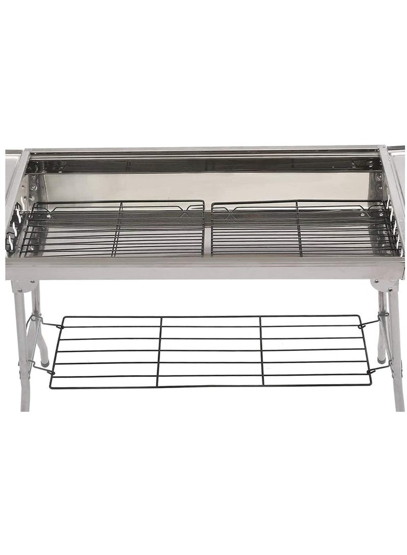 Huitich Large Portable Charcoal BBQ Grill Silver 73x34x71 cm - Image 2