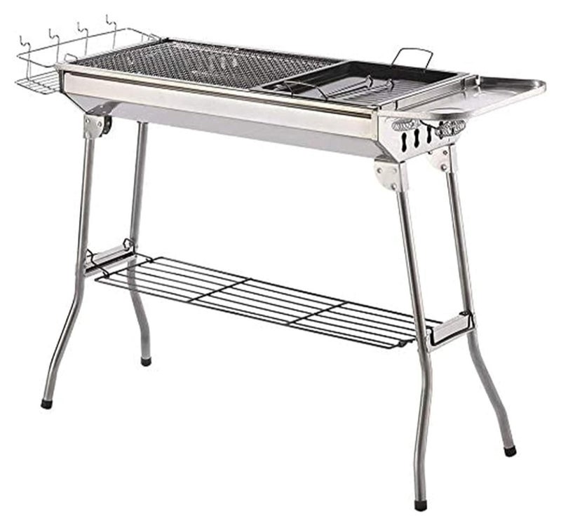 Huitich Large Portable Charcoal BBQ Grill Silver 73x34x71 cm - Image 1