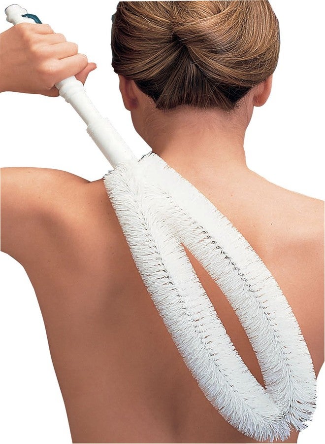 Fox Valley Traders EZ Reach Back Brush, Long Handled Back and Body Scrubber for Easy Cleansing & Exfoliating in The Bath or Shower - Measures 22 ¾” Long - Image 1
