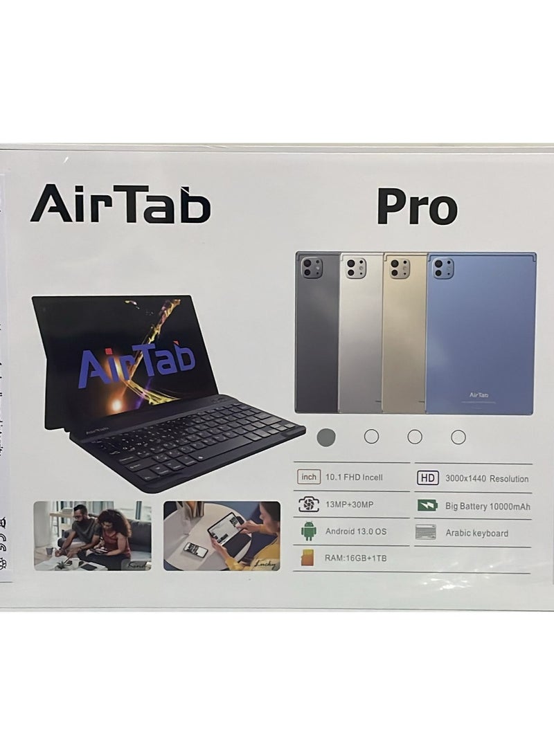 AirTab Pro Tablet with Arabic Keyboard, 10.1" FHD Screen 16GB RAM 1TB ROM - with Powerful 10,000mAh Battery Grey - Image 3