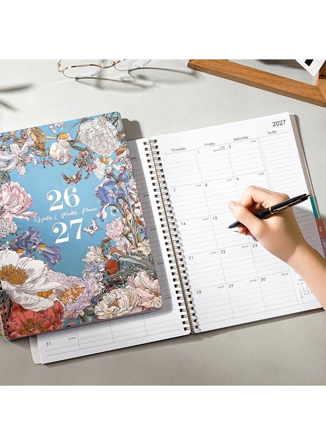 Journaltastic Planner 2026-2027 - Academic Planner, 2026-2027 Planners Weekly and Monthly, July 2026 - June 2027, 8.5" x 11", Colorful Monthly Tabs, Storage Pocket, Spiral Bound for School Office Home - Floral - Image 2