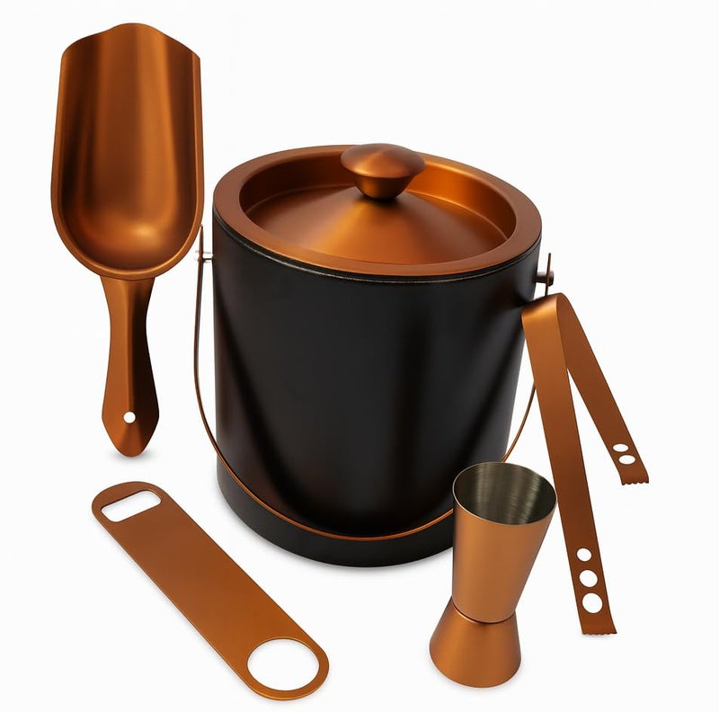 Nooks Stainless Steel Insulated Ice Bucket (1.5 Liter) with Opener and Ice Tong and peg Measure and with Ice Scope | Great bar Tools for Home bar Accessories, Mini bar (Medium) - Image 1
