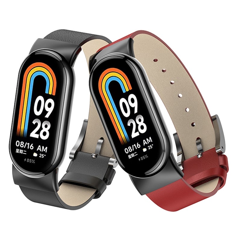 erorex For Xiaomi Mi Band 8 12Mm Leather Replacement Watch Band(Brown) - Image 5