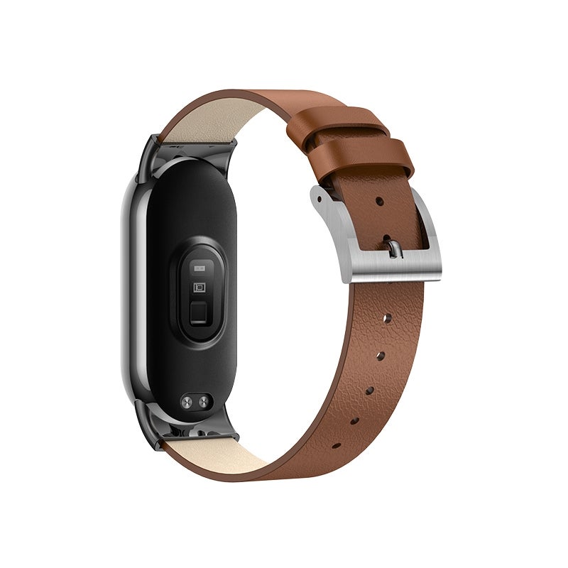 erorex For Xiaomi Mi Band 8 12Mm Leather Replacement Watch Band(Brown) - Image 2
