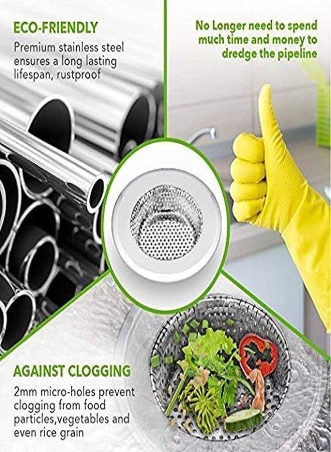 KitchenFest مصفاة حوض المطبخ من الفولاذ المقاوم للصدأ من KitchenFest®، مقاس 11.5 سم، مزودة بشبكة لسد انسدادات الطعام والشعر الطويل، أداة تنظيف لحوض المطبخ، قطعتان (2) - Image 5