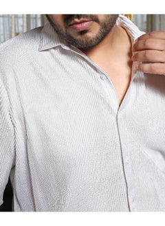 Instafab Plus Men's Chalk White Pleat-Creased Shirt  - Image 1