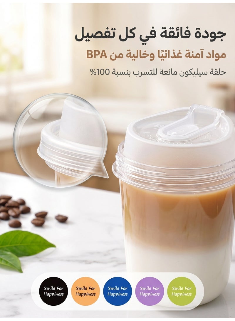 careX 360ml Disposable Clear Coffee Cups with Leak-Proof Lids, 10 Pack with Decorative Stickers, for Hot & Cold Drinks Home Office - Image 5