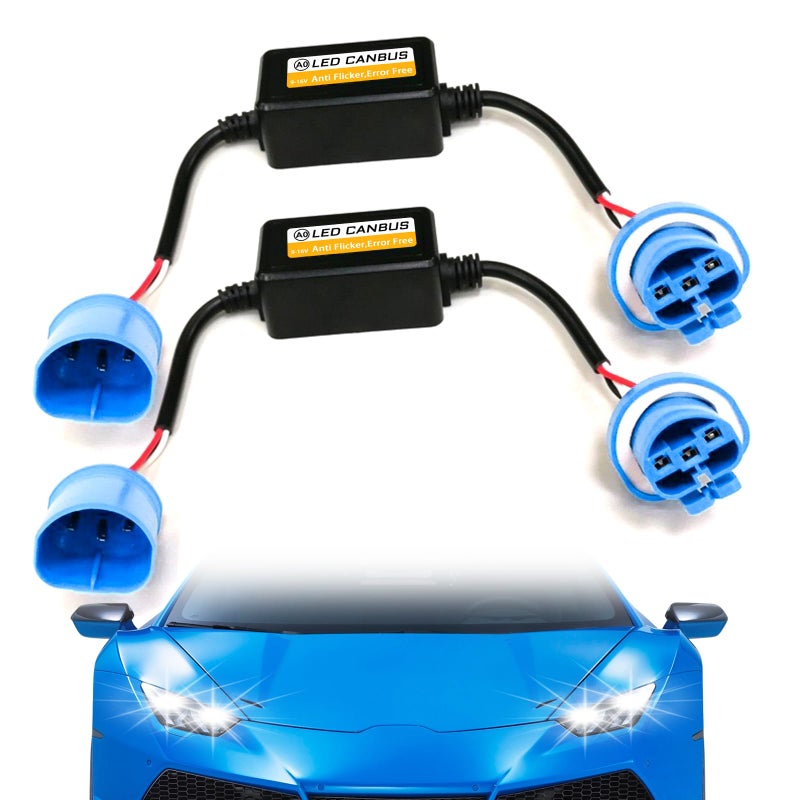 Hirificing 2PCS Car LED Headlight Decoder 9007 Blinker Resistor Hid LED Conversion Kit Warning Error Decoder Universal Anti Flicker Relay Canceller Capacitor Resistor Harness Adapter9007 - Image 3