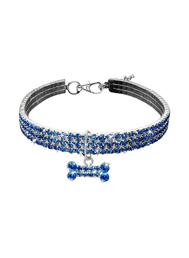 Small Cat Collar With Bone Pendant Blue 20x5centimeter - Image 1