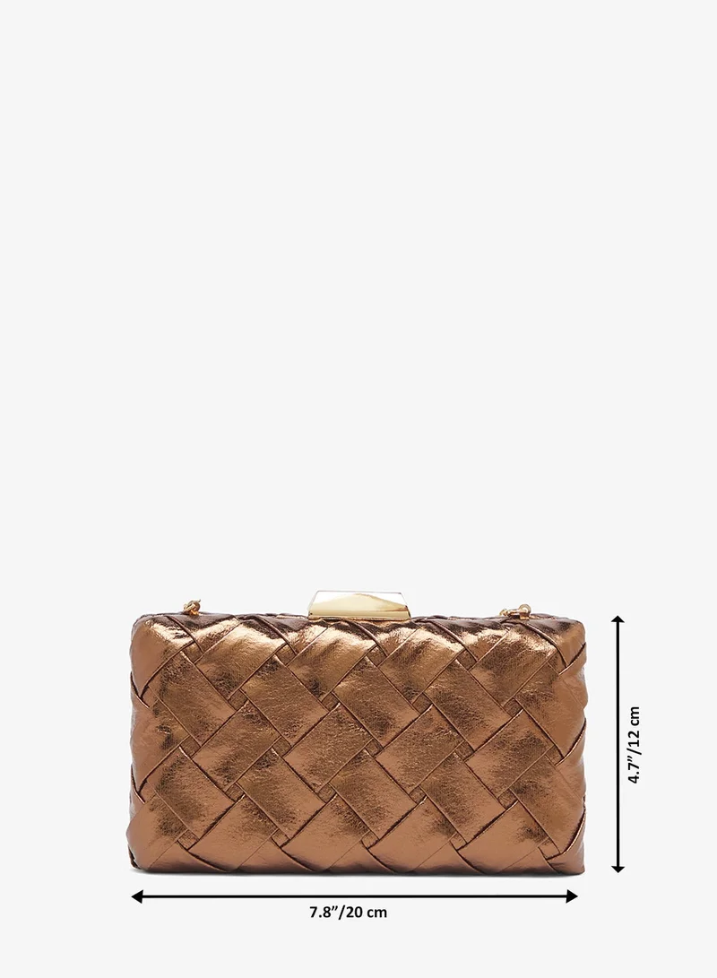 Glamorous CHOC BROWN Structured Woven Clutch Bag for Women | Best Price UAE