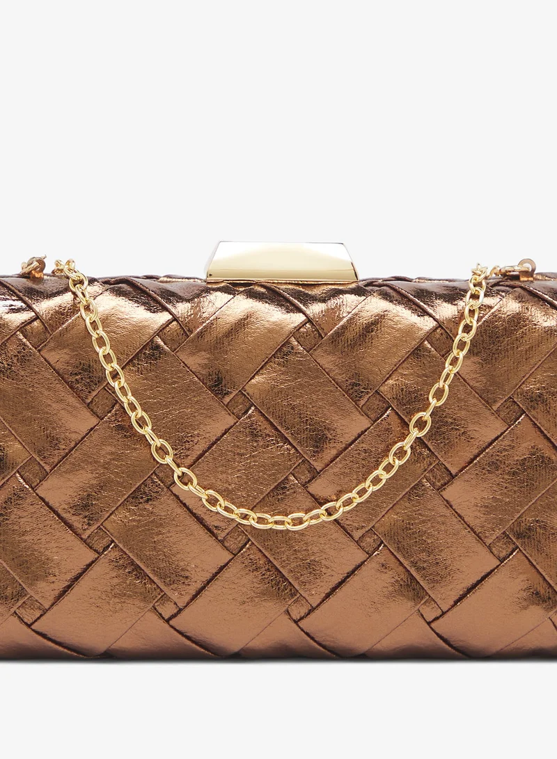 Glamorous CHOC BROWN Structured Woven Clutch Bag for Women | Best Price UAE