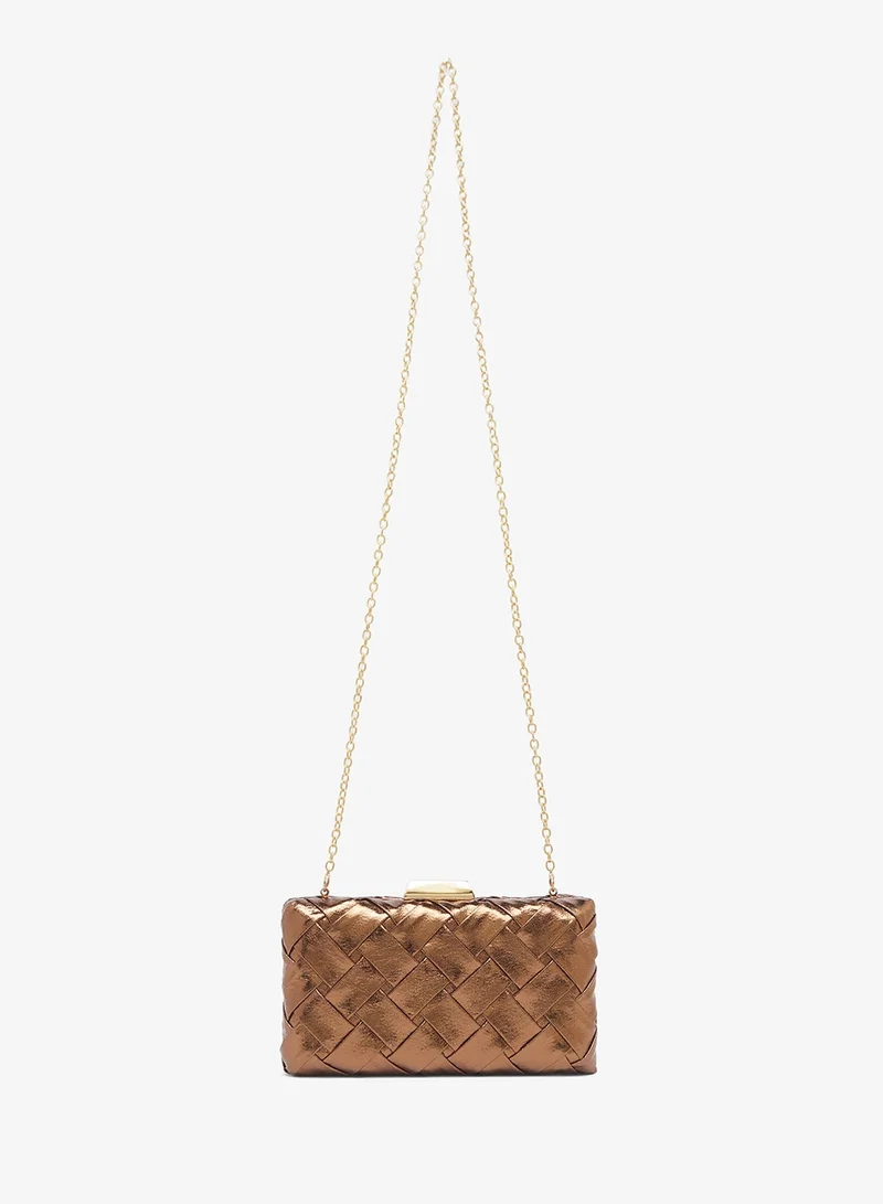 Glamorous CHOC BROWN Structured Woven Clutch Bag for Women | Best Price UAE