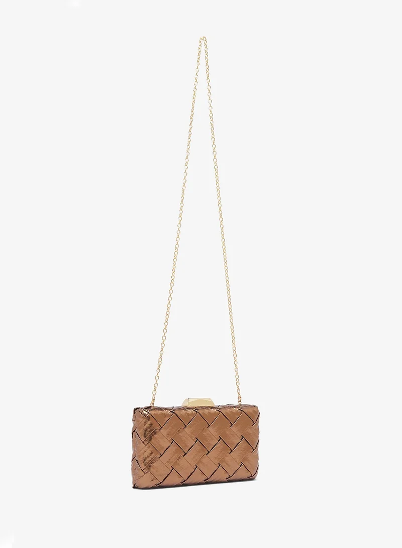 Glamorous CHOC BROWN Structured Woven Clutch Bag for Women | Best Price UAE