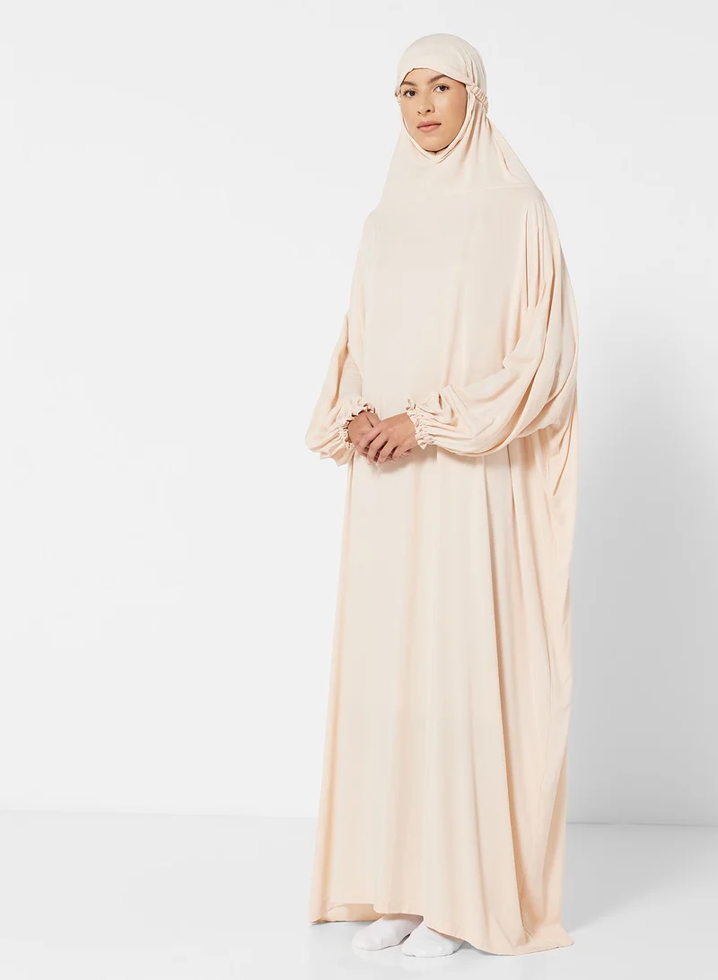 Hayat Praying Dress In Plain Colour With Attached Veil
