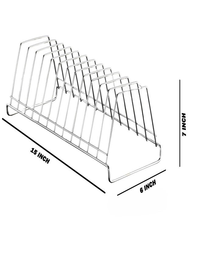 GRIDKITCHEN Stainless Steel Plate and Lid Stand for Kitchen Cabinet & Dining Table - Dish Rack Holder (Big, 1) - Image 2