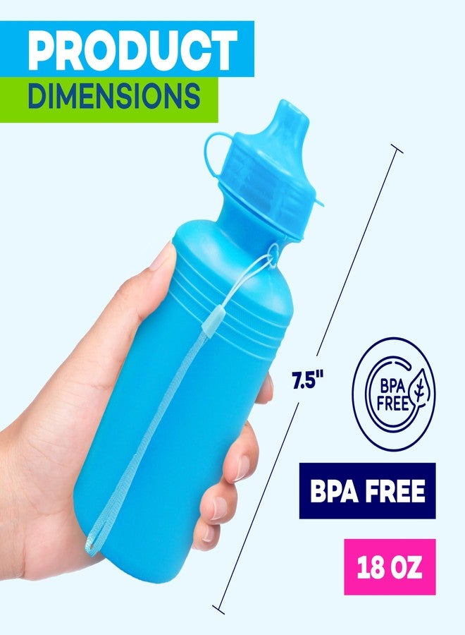 4E's Novelty Bulk Water Sports Bottles for Kids (12 Pack) 18 oz Squeeze Reusable Plastic Neon Colors Water Bottle, BPA Free, Bike Kids Water Bottles - Image 3