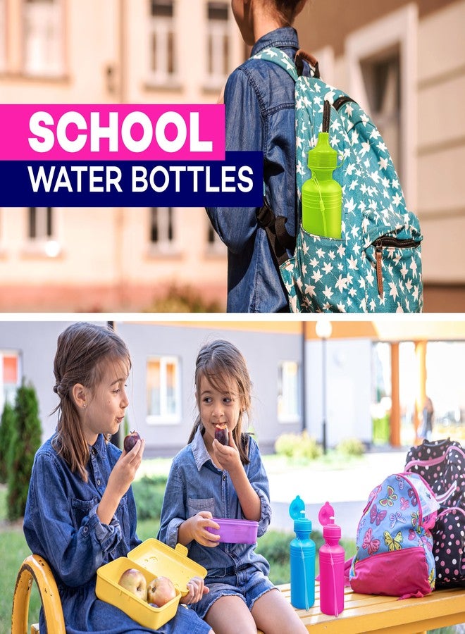 4E's Novelty Bulk Water Sports Bottles for Kids (12 Pack) 18 oz Squeeze Reusable Plastic Neon Colors Water Bottle, BPA Free, Bike Kids Water Bottles - Image 4