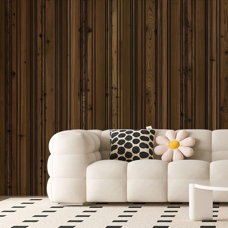 Art3d 4-Pack Glue-On Wall Panels, Wood Grain Texture Interior Wall Decor, 104"x12" Recycled Polystyrene Wainscoting Panels, Low Emission for Living Room Bedroom,Natural Walnut - Image 2