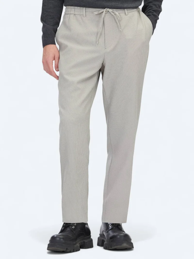 Kip Beige Weaving Jogging Fit Casual Trousers