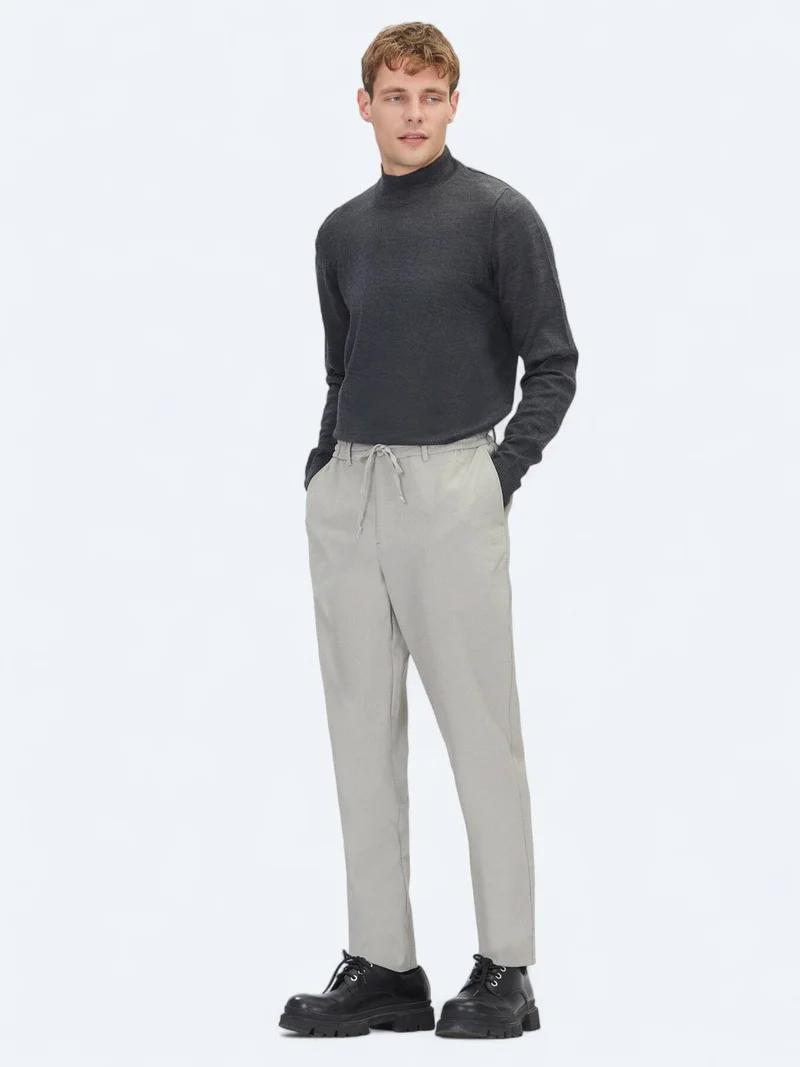 Kip Beige Weaving Jogging Fit Casual Trousers
