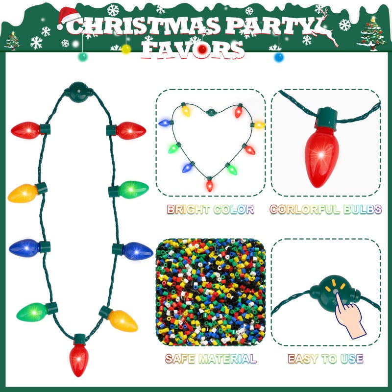 Anzmtosn Light Up Flashing Glow In the Dark Necklace LED Light Bulbs for Kids Adults, Christmas Xmas Birthday Wedding Halloween Rave Cranival Party Supplies Favors Accessories Best Gift Decoration - Image 2