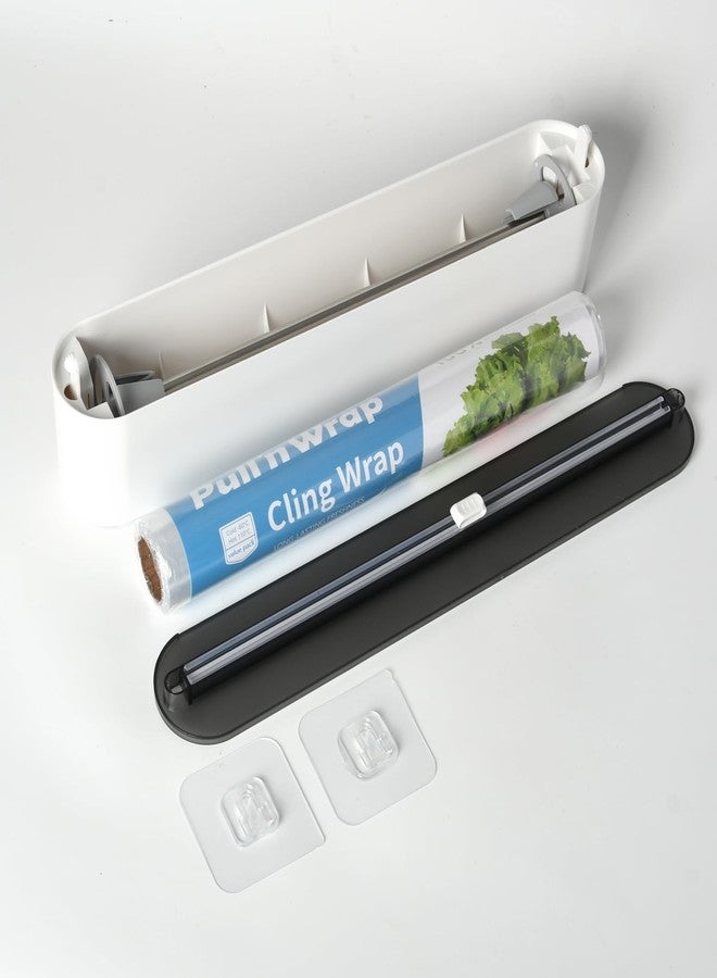 Rasunkae Magnetic Plastic Wrap Dispenser with Cutter, No-Drill Wall Mount Aluminum Foil Holder with Slide Cutter, Cuts Aluminum Foil, Saran Wrap, Cling Wrap, Wax Paper (Grey-Plastic) - Image 2