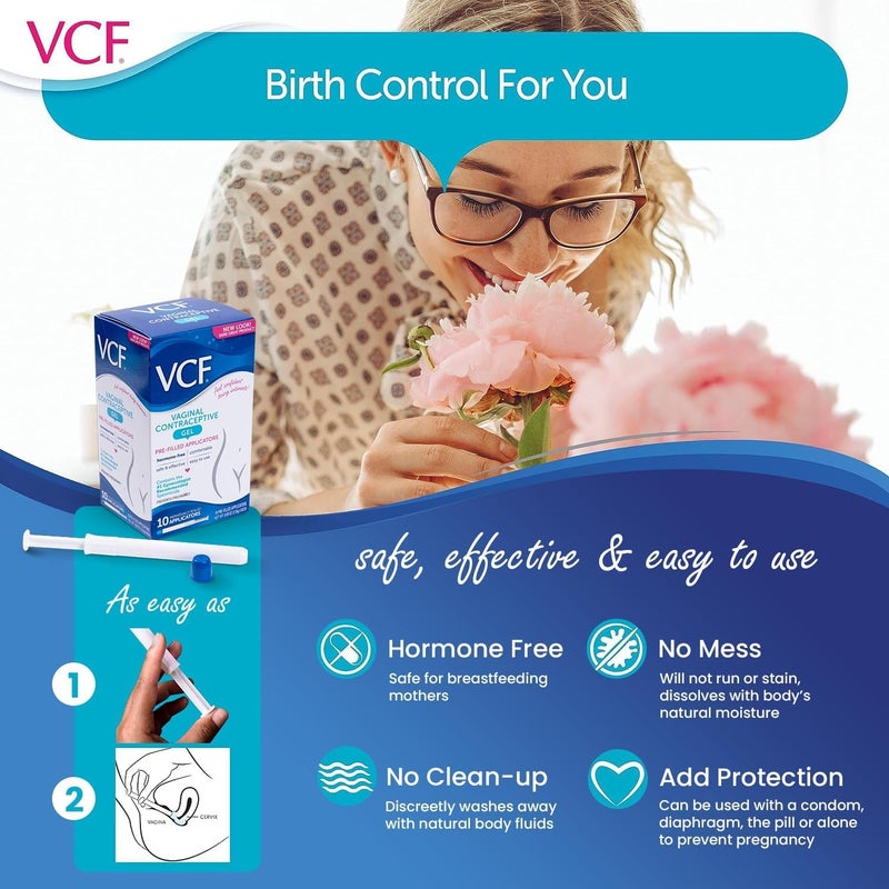VCF Vaginal Contraceptive Gel Prefilled Applicators with Spermicide, 2 Boxes of 10 Prevents Pregnancy, Nonoxynol-9 Kills Sperm on Contact, Hormone-Free, Easy to Use, Works Instantly. 20 Total - Image 4