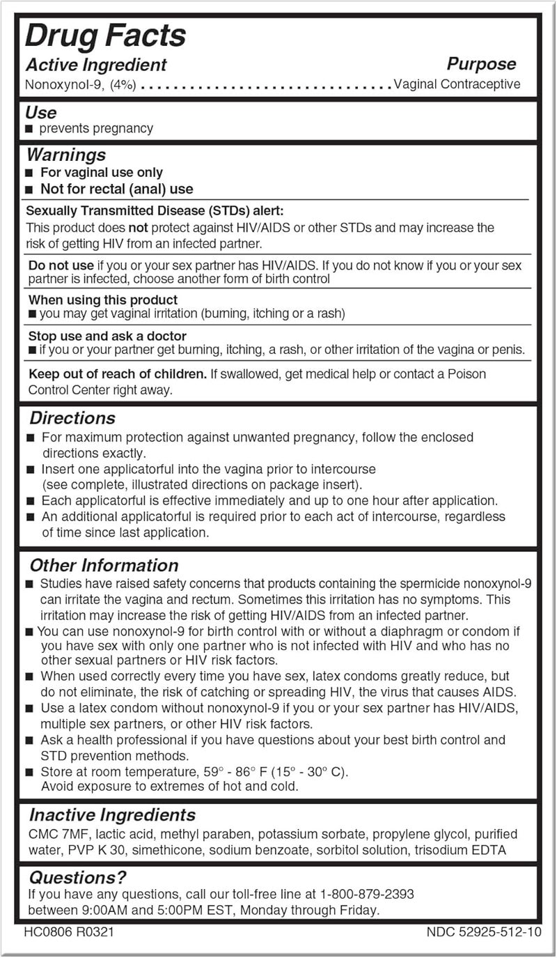 VCF Vaginal Contraceptive Gel Prefilled Applicators with Spermicide, 2 Boxes of 10 Prevents Pregnancy, Nonoxynol-9 Kills Sperm on Contact, Hormone-Free, Easy to Use, Works Instantly. 20 Total - Image 5