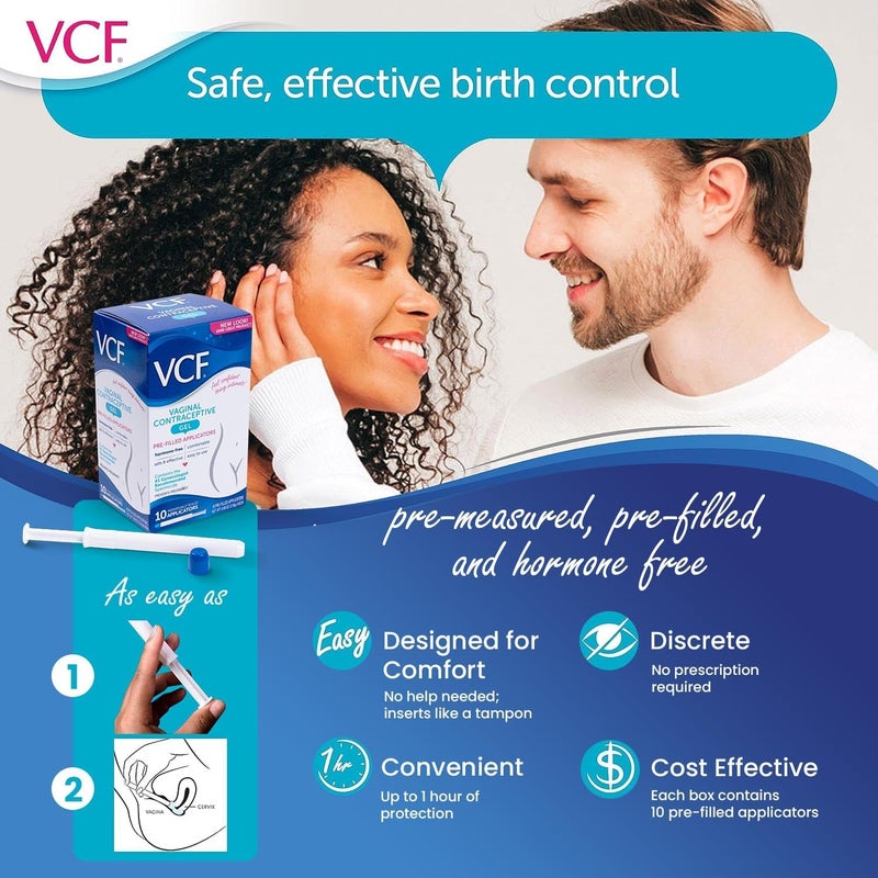VCF Vaginal Contraceptive Gel Prefilled Applicators with Spermicide, 2 Boxes of 10 Prevents Pregnancy, Nonoxynol-9 Kills Sperm on Contact, Hormone-Free, Easy to Use, Works Instantly. 20 Total - Image 3