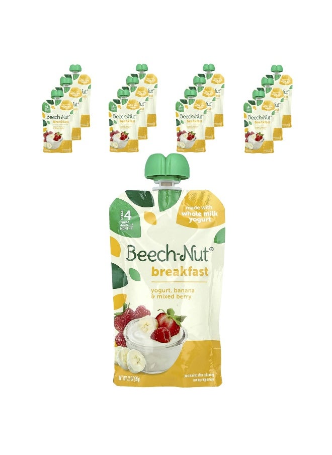Beech-Nut - Beech-Nut, Breakfast, 12+ Months, Yogurt, Banana & Mixed Berry, 12 Pouches, 3.5 oz (99 g) Each - Image 1