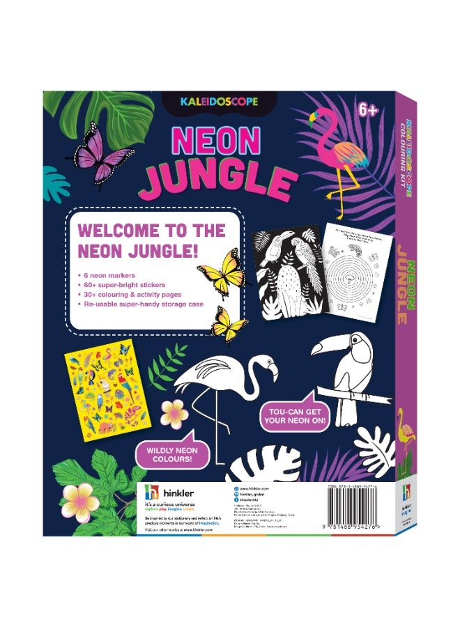 Hinkler Kaleidoscope Colouring Kit Neon Jungle With Markers & Stickers| Colouring Fun For Kids | Art & Craft Kit | Age 3-5 - Image 5
