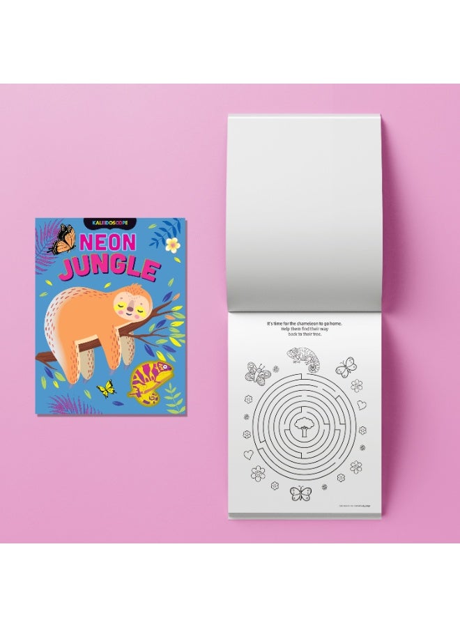 Hinkler Kaleidoscope Colouring Kit Neon Jungle With Markers & Stickers| Colouring Fun For Kids | Art & Craft Kit | Age 3-5 - Image 3