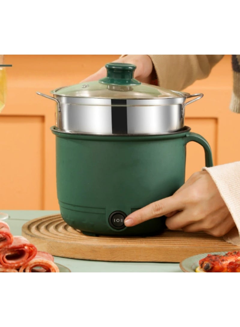 جين فان ل أنا قدر كهربائي ساخن مع جهاز بخار، طباخ صغير متعدد الوظائف محمول غير لاصق سعة 1.5 لتر، قدر شابو ساخن، مقلاة كهربائية مع تحكم مزدوج في الطاقة لنودلز الرامين/الباستا/البيض/الحساء/دقيق الشوفان - Image 3