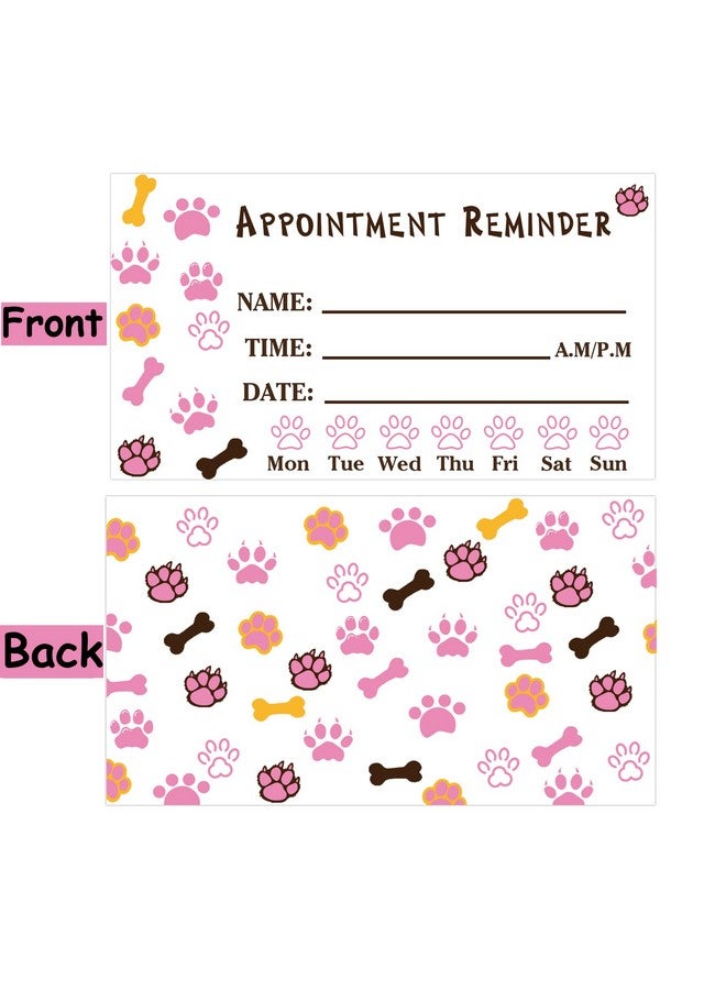 wootile Pet Grooming Appointment Reminder Cards 2 X 3.5Inch Paw Prints Appointment Business Cards Grooming Report Cards 100 Pcs Appointment Cards For Dog Grooming,Client Reminder, Vet Office, Pet Care  - Image 5