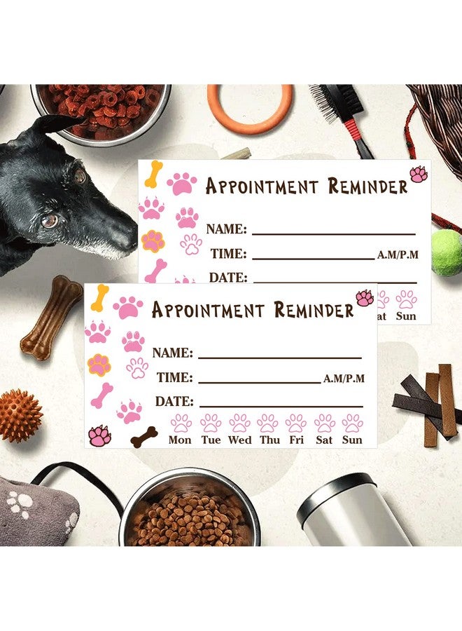 wootile Pet Grooming Appointment Reminder Cards 2 X 3.5Inch Paw Prints Appointment Business Cards Grooming Report Cards 100 Pcs Appointment Cards For Dog Grooming,Client Reminder, Vet Office, Pet Care  - Image 2