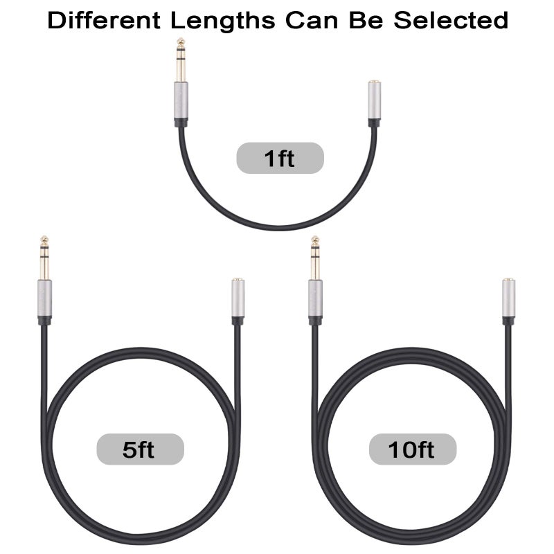 Devinal 1/4" to 3.5mm Female Headphone Extension Cable, 6.35mm to 3.5mm (1/8" inch) TRS Adapter, Quarter inch to Minijack Female Stereo Cord Converter Connector 5 feet/ 1.5M - Image 2