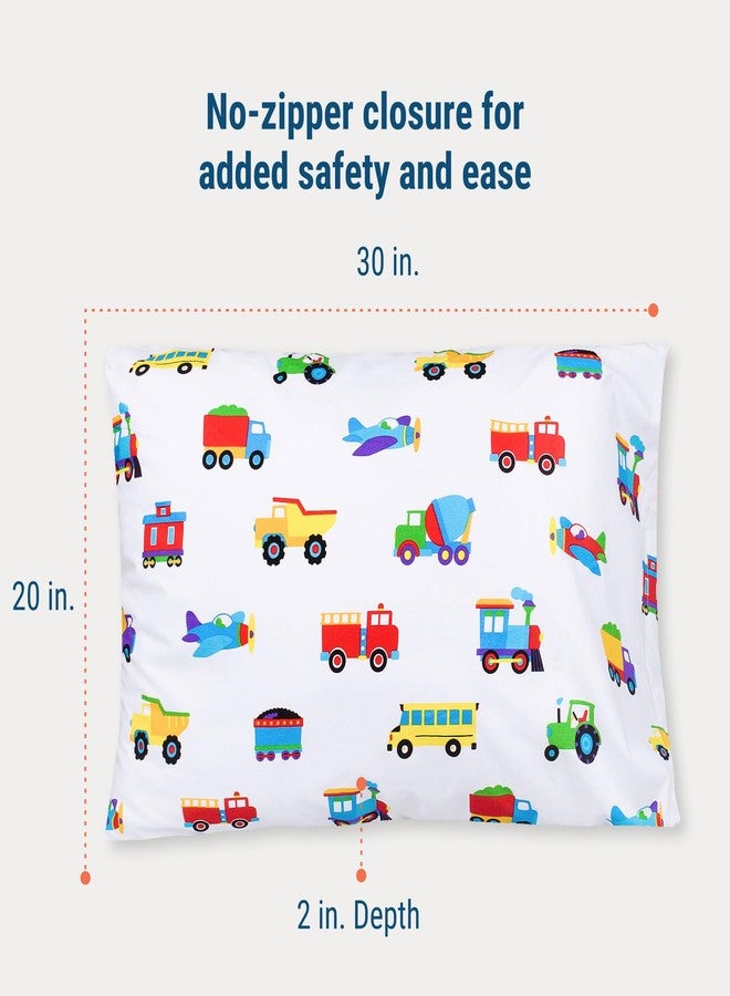 Wildkin 100% Cotton Kids Pillowcase - Soft, Breathable & Standard Size (20x30) - Trains, Planes, and Trucks - Image 3